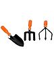 Go Hooked Gardening Tools Kit   Hand Cultivator, Hand Trowel, Hand Weeding Fork (Orange & Black) (3 Pcs Set).