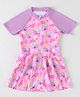 Pine Kids Half Raglan Sleeves Frock Swimsuit with Little Princess Print - Pink