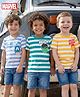 Babyhug Marvel Single Jersey Knit Half Sleeves T-Shirts with Stripes & Avengers Graphics Pack of 3 - Yellow Blue & Green
