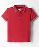 Pepe Jeans Cotton Knit Half Sleeves Solid Color Polo T-Shirt - Red