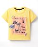 ToffyHouse Single Jersey Knit Half Sleeves T-Shirt with Beach Theme Print & Patch Detailing - Lemon