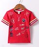 ToffyHouse Single Jersey Knit Half Sleeves T-Shirt with Sport Theme Print - Red