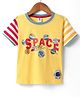 ToffyHouse Single Jersey Knit Half Sleeves T-Shirt With Space Theme Print - Yellow