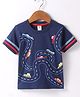 ToffyHouse Single Jersey Knit Half Sleeves T-Shirt with Vehicle Print - Navy Blue