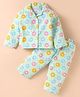 Wonderchild Interlock Woven Full Sleeves Doughnut Printed Coordinating Night Suit Set - Light Green