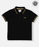 Pepe Jeans Cotton Knit Half Sleeves Polo T-Shirt with Brand Logo Print - Black