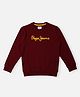 Pepe Jeans Cotton Woven Full Sleeves Sweatshirt With Brand Logo Print - Red