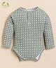 Cot & Candy Organic Cotton Full Sleeves Checked Onesie - Grey