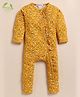 Cot & Candy Organic Cotton Full Sleeves Frill Detailed Floral Printed Romper - Mustard