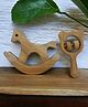 neemtoys Neem Wooden Swing Horse with Mickey Rattle - For Early Stage Learning & Sensory Developing