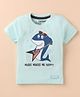 Little Darlings Sinker Knit Half Sleeves T-Shirt With Music Makes Me Happy Text Print - Light Blue