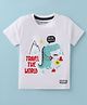 Little Darlings Sinker Knit Half Sleeves T-Shirt With Travel The World Text Print - White