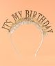Babyhug Free Size Hair Band With Its My Birthday Applique - Silver