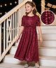 Hola Bonita Knit Three Fourth Sleeves Party Gown With Sequin Detailing - Maroon