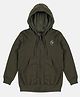 Kiddopanti Fleece Full Sleeves Solid Hooded Sweatshirt - Military Green