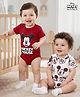 Babyoye Disney Interlock Knit Half Sleeves Onesies with Mickey Mouse & Friends Graphics Pack of 2 - White & Wine