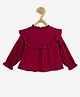 Chuppan Chupai Rayon Full Sleeves Frill Detailed Solid Top - Maroon
