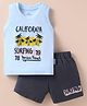 Child World Interlock Knit Sleeveless Tank T-Shirt & Shorts Set With Surfing Print - Light Blue