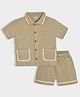 Mi Arcus 100% Cotton Half Sleeves Thread Work Detailed Shirt With Coordinating Shorts Set - Beige