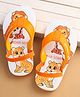 Cute Walk by Babyhug Flip Flops with Animal Print & Back Strap Closure - White