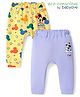 Babyoye Disney Interlock Knit Full Length Diaper Leggings With Mickey Mouse Graphics Pack of 2 - Yellow & Purple