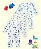 The Mom Store Cotton Pack Of 3 Full Sleeves Sea Life Printed Rompers - White