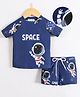 Mark & Mia Half Raglan Sleeves Two Piece Swimsuit with Space Print - Navy Blue