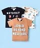 Mini Donuts Sinker Knit Half Sleeves T-Shirts with Animal Print & Love Beyond Measure Text Print Pack of 3 - Black White & Beige