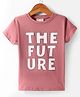 Lazy Bones Single Jersey Knit Half Sleeves T-Shirt With Text Print - Light Red