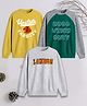 3PIN Terry Pack of 3 Full Sleeves Upsatate & London Text Printed Sweatshirts - Multi Colour
