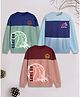 3PIN Fleece Pack of 3 Full Sleeves Game On Text Printed Cut & Sew Sweatshirts - Multi Colour