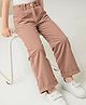Little Kangaroos Textile Woven Full Length Straight Fit Solid Jeans - Peach
