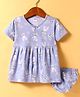 Ben Benny 100% Cotton Knit Half Sleeves Front Open Frock With Bunny Print & Bloomer - Lilac