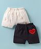 Ben Benny 100% Cotton Knit Above Knee Length Shorts with Giraffe & Heart Print Pack of 2 - Black & White