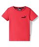 Puma Cotton Knit Half Sleeves T-Shirt with Logo Print - Red