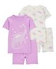 Carter's Knit Half Sleeves Shorts Co-Ord Night Suits With Dino Print Pack of 2 - Pink & White