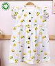 Mom's Home Organic Cotton Frill Sleeves Lemons Printed Dress - White & Yellow