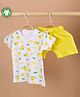 Mom's Home Organic Cotton Half Sleeves Lemons Printed Tee With Shorts Set - White & Yellow