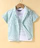 Little Kangaroos Cotton Woven Leaf Print Half Sleeves Shirt with T-Shirt - Sea Green