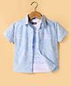 Little Kangaroos Cotton Woven Leaf Print Half Sleeves Shirt with T-Shirt - Light Blue