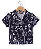 Little Kangaroos Cotton Woven Half Sleeves Shirt With Beach Theme Print - Black