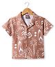 Little Kangaroos Cotton Woven Half Sleeves Shirt With Beach Theme Print - Pink