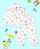 The Mom Store Cotton Knit Full Sleeves Robots Printed Coordinating Shirt & Pajama Set - White