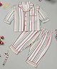 Little Ginnie Woolen Knit Full Sleeves Striped Coordinating Winter Night Suit Set - Multi Colour