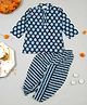 Little Ginnie Cotton Full Sleeves Floral Printed Kurta & Dhoti Set - Blue