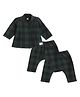 Tiber Taber Cotton Full Sleeves Checkered Kimono & Coordinating Trousers Set - Green