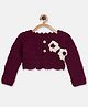 MayRa Knits Hand Knitted Full Sleeves Floral Self Designed Shrug - Maroon