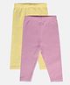MINI KLUB Cotton Pack Of 2 Solid Leggings - Yellow & Purple
