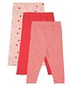 MINI KLUB Cotton Pack Of 3 Solid & Striped Leggings - Pink Red & Coral