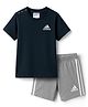 ADIDAS KIDS Cotton Knit Half Sleeves Solid T-Shirt & Shorts Set - Navy Blue & Grey